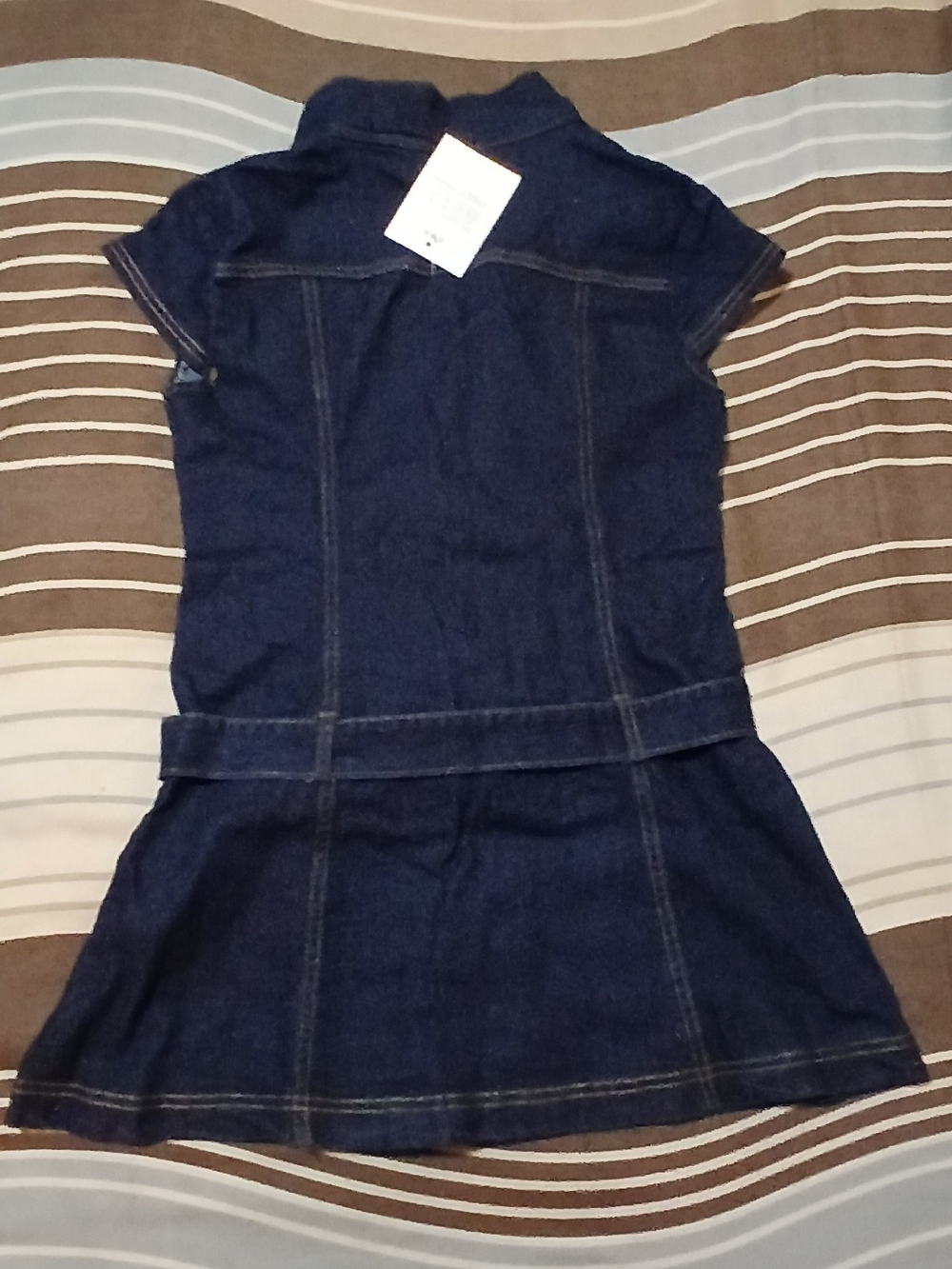 Girls Dark Blue Denim Mini Dress - Brand Unspecified
